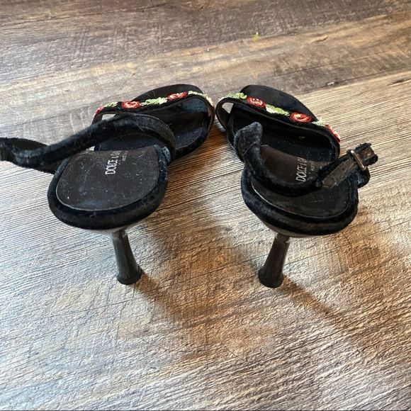 Vintage 90s Dolce & Gabbana Sequin Rose Heels - Picture 4 of 7